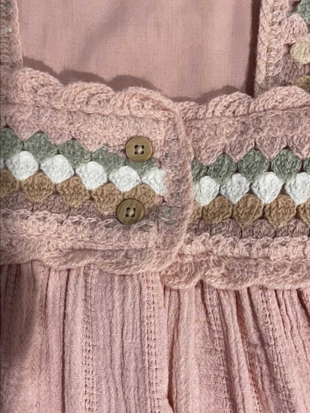 NWOT Haute Hippie 3T Pink Boho Dress | Crochet Bodice & Cotton Gauze - Picture 13 of 16